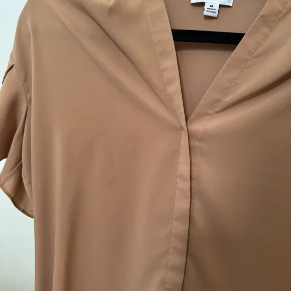 Short Sleeve Tan Blouse - Picture 3 of 7